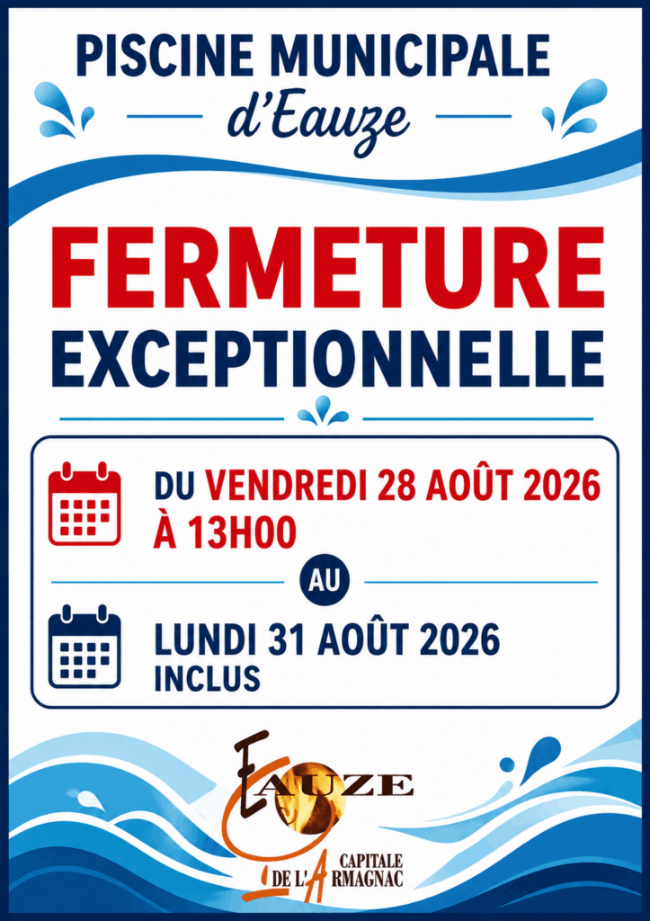 Fermeture piscine affiche
