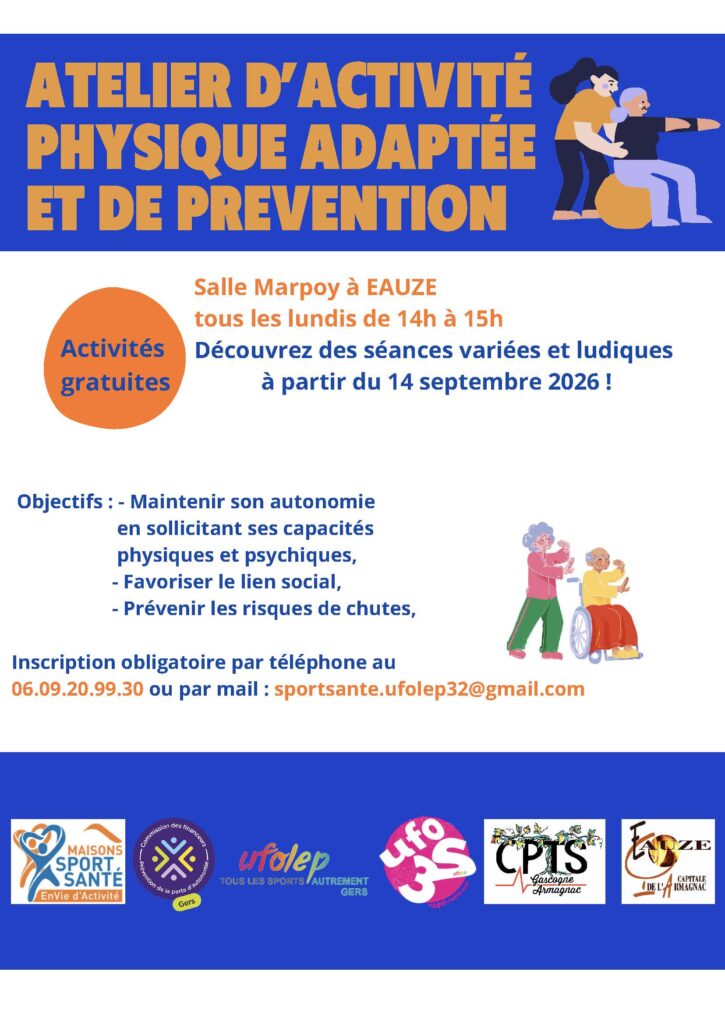 ATELIER D’ACTIVITÉ PHYSIQUE ADAPTÉE ET DE PRÉVENTION-eauze